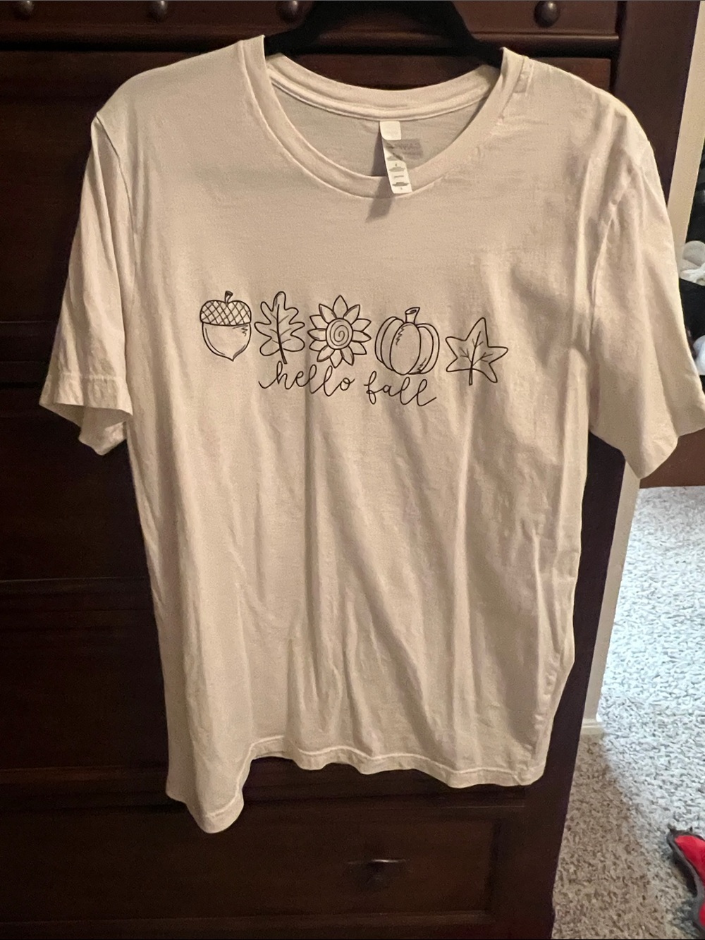 Bella Canvas White Short-Sleeve 'Hello Fall' Graphic Tee - Minimal Black Artwork